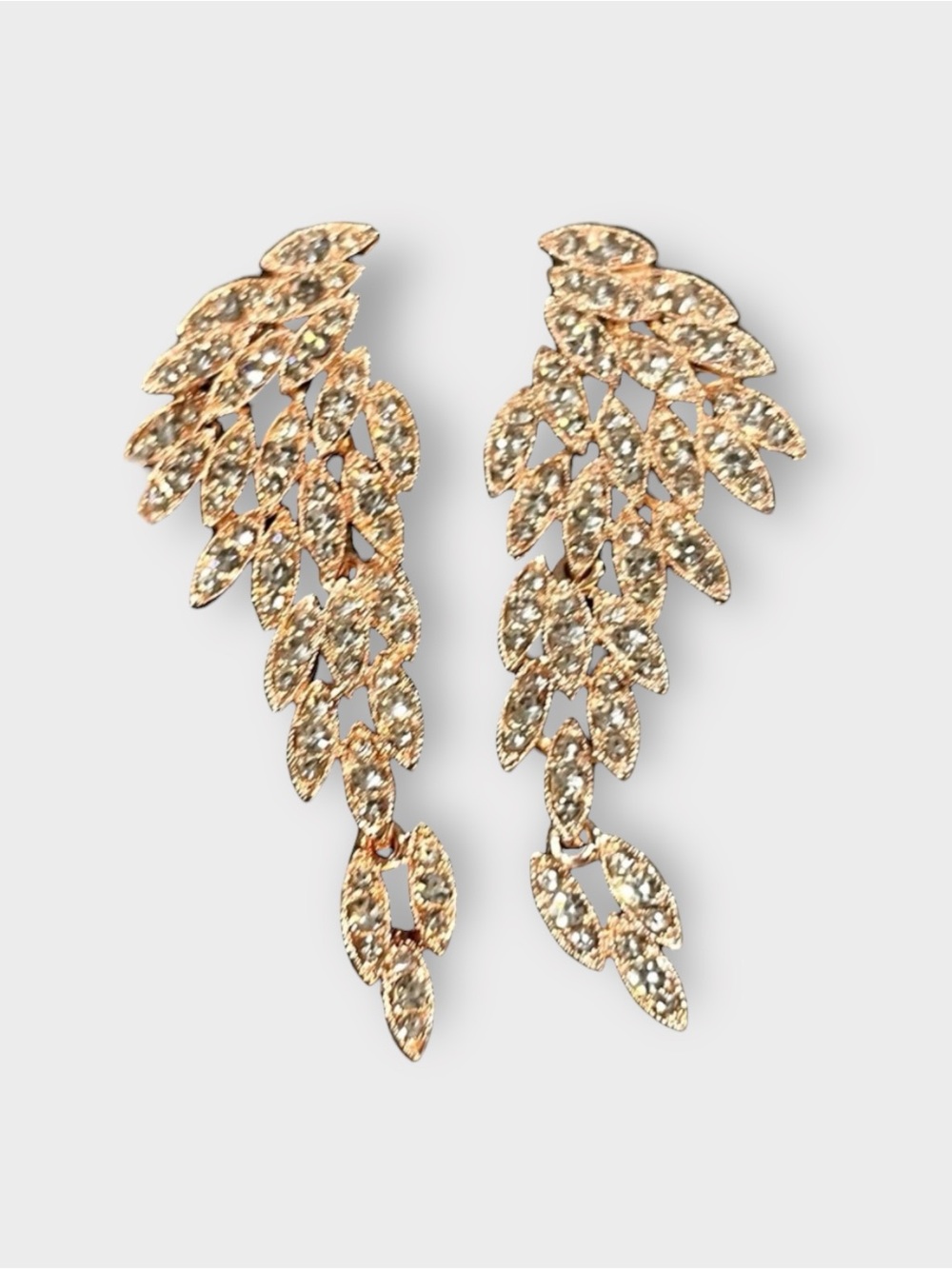 Radiant Angel Wing Dangle Earrings Rose Gold
